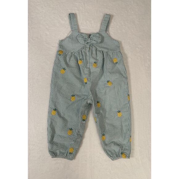 Iris & Ivy Embroidered Pineapple Striped Jumpsuit Romper Size 24 Months Cottage - Picture 1 of 5